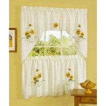 Sunshine Embellished Tier and Swag Window Curtain Set 